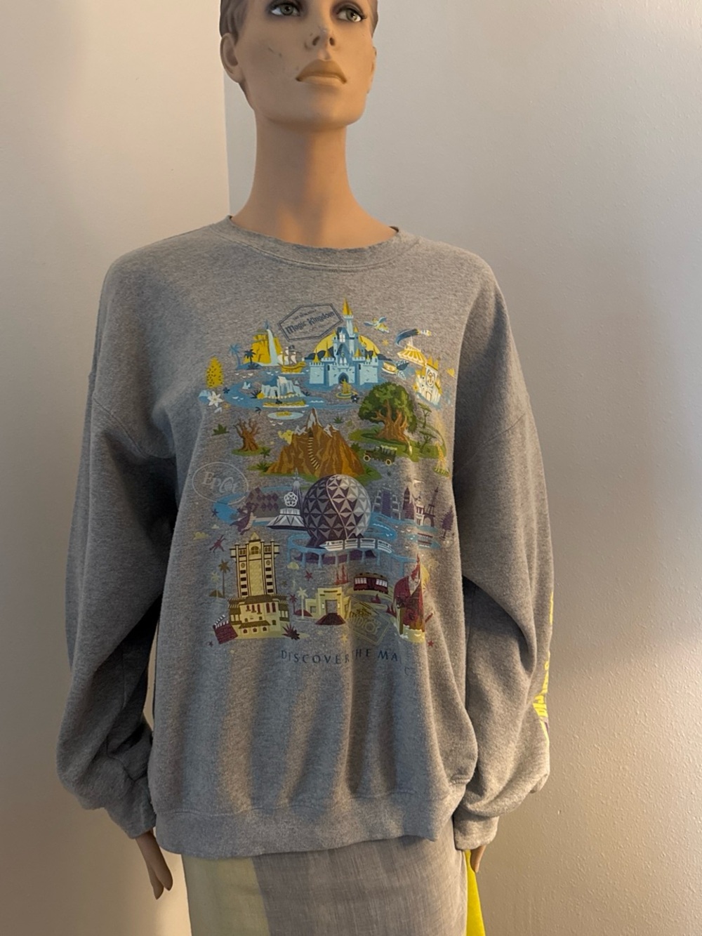 Grey Disney Parks Graphic Sweatshirt - Multicolor Print